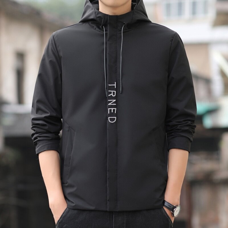 Spring And Autumn Fashion New Men'S Trendy Solid Color Tops Hooded Casual Quality Slim Handsome Outdoor Sports Jackets M-5xl