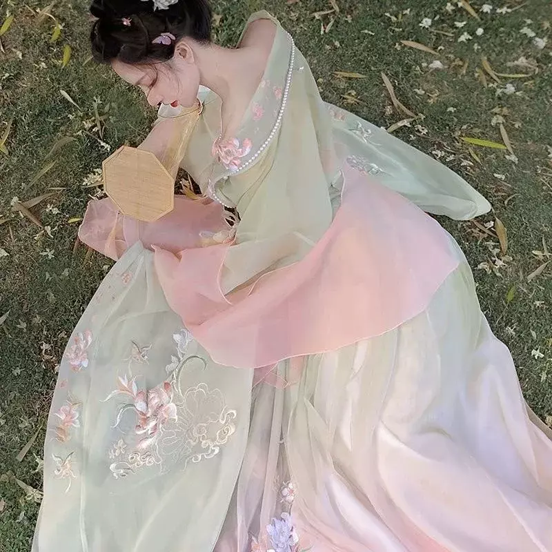 Hanfu-vestido de baile de escenario tradicional chino para mujer, disfraz de hada Hanfu azul y rosa, trajes de princesa elegantes, 2023