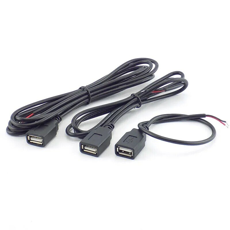 0.3/1/2M USB 2.0 Type A Female 2 Pin DIY Extension Power Cable DC 5V Power Supply Adapter Charge Connector Wire H10