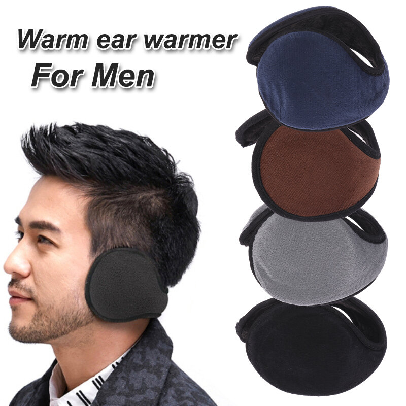 1 buah penutup telinga tahan panas lembut mewah, penghangat telinga tebal musim dingin pria olahraga luar ruangan tahan angin penutup telinga tahan dingin