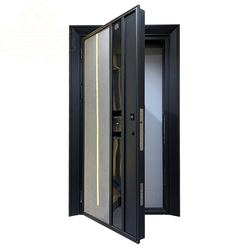 Drzwi wejściowe Przednie drzwi ze stali nierdzewnej Okazja Cena Nowoczesne metalowe bezpieczeństwo Aluminiowe zewnętrzne dla domu