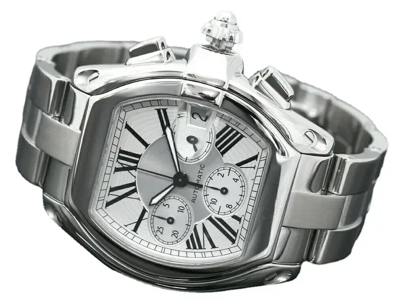 Luxe Nieuwe Quartz Horloge Voor Mannen Chronograaf Stopwatch Rvs Roadster Mode Zwart Wit Rome Wijzerplaat Sport Horloges
