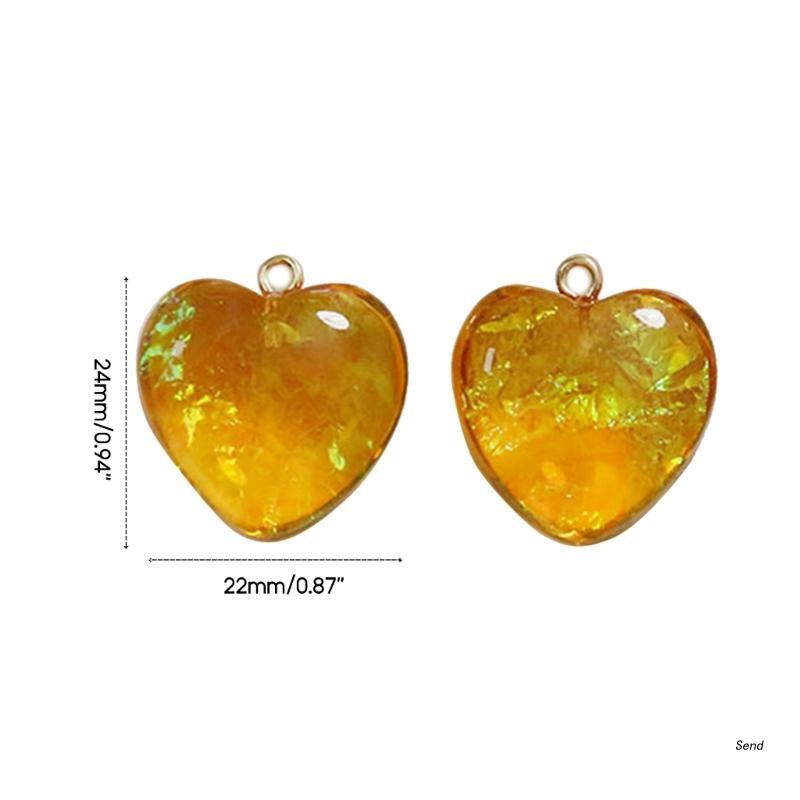 Pendenti con ciondoli a forma di cuore d'amore in resina piccola 24x22mm per accessori per la creazione di gioielli
