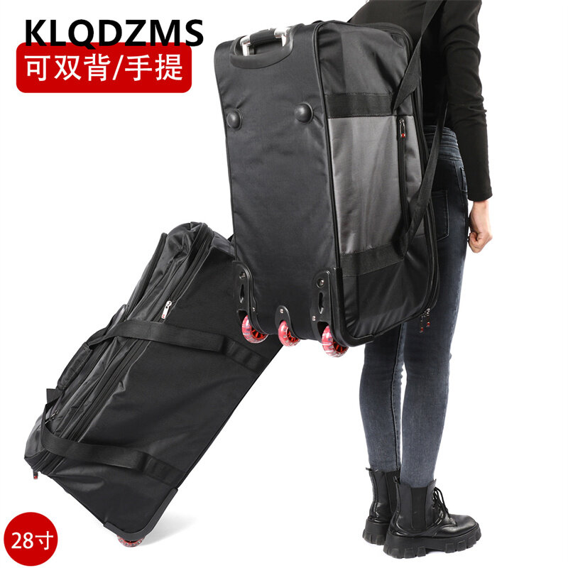 KLQDZMS 고품질 범용 트롤리 여행 가방, 대용량 접이식 핸드 러기지, 바퀴가 달린 롤링 여행 가방, 28 인치, 30 인치