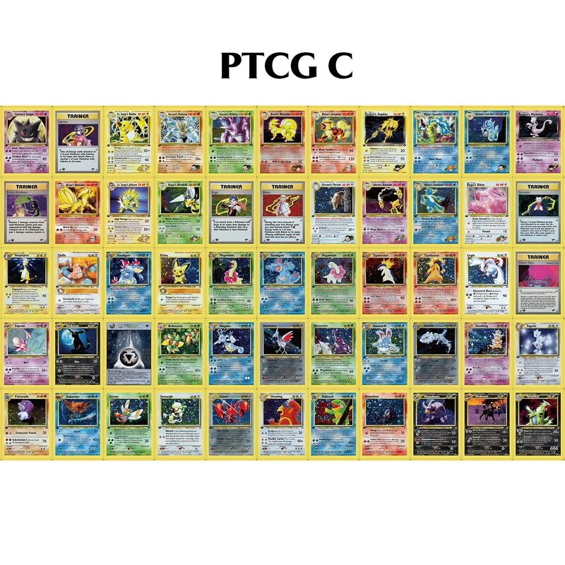 ポケモンニッケルホログラフィックコレクションカード、ptcgプロキシカードセット、ブルーコアペーパー、第1版、キッズポケモントイ、55個