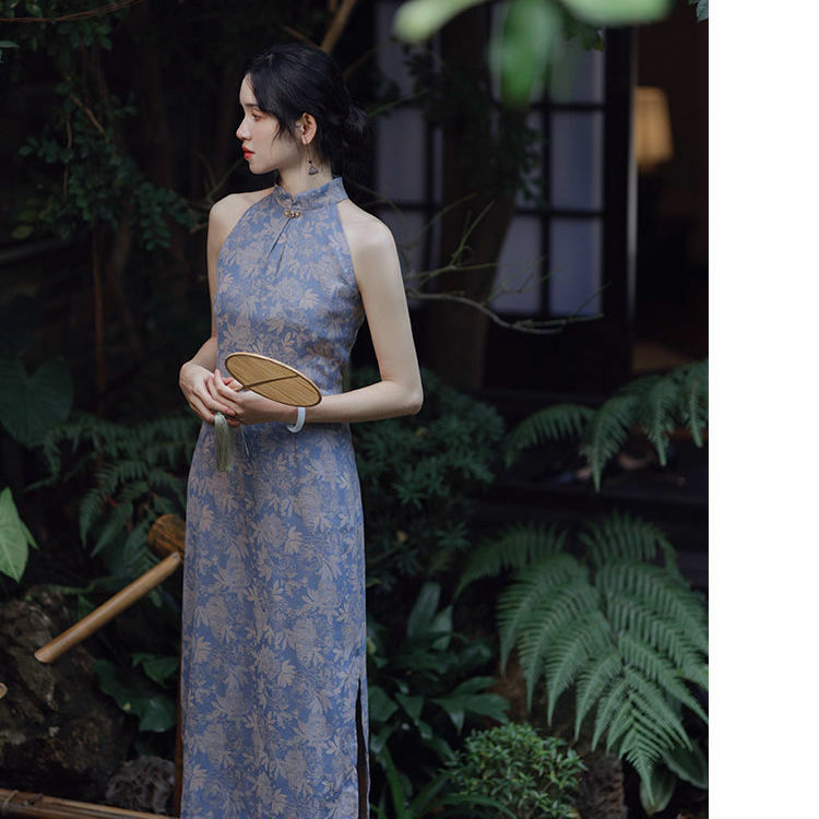 Женское винтажное платье Hanfu Qipao, Элегантное повседневное платье-Ципао без рукавов в китайском стиле, Новинка