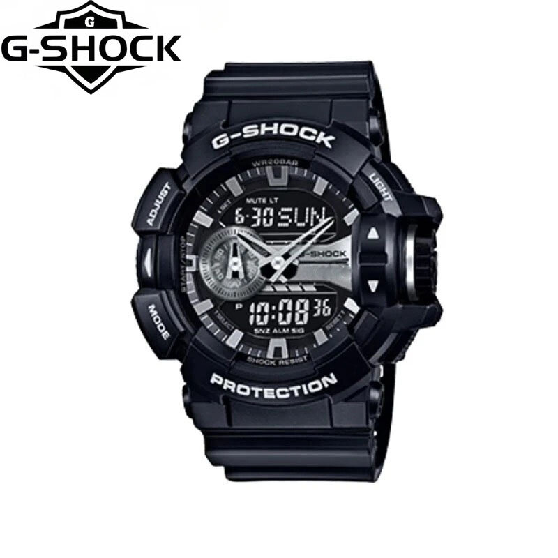 G-SHOCK-relógios de pulso de quartzo para homens, multifuncionais esportes ao ar livre relógios, dupla exibição par relógio, LED Dial, GA-400 série, moda