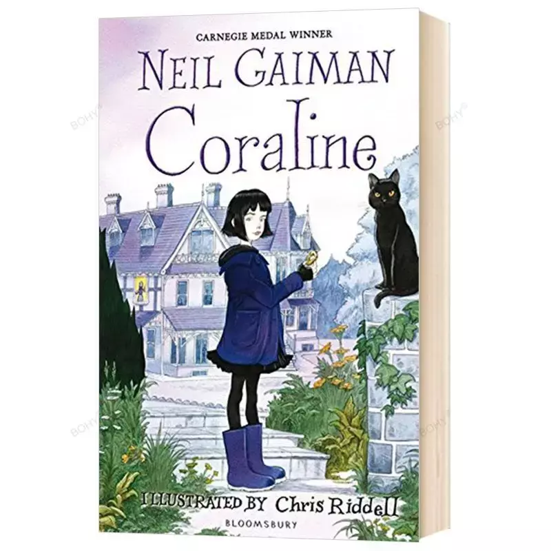 Coraline นีลไจแมนเยาวชนอ่านนวนิยายภาษาอังกฤษนวนิยายที่น่าสงสัย