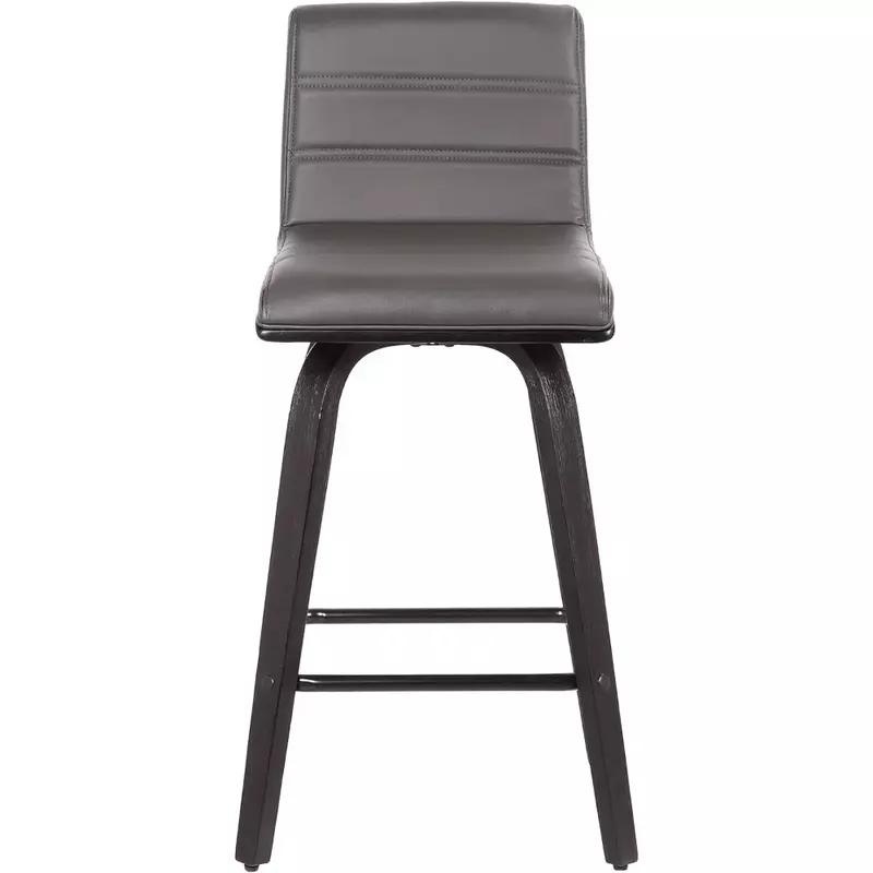 Bar Chair, 26" Counter Height Barstool, Brushed Wood Finish Faux Leather with Back, Bar Chair