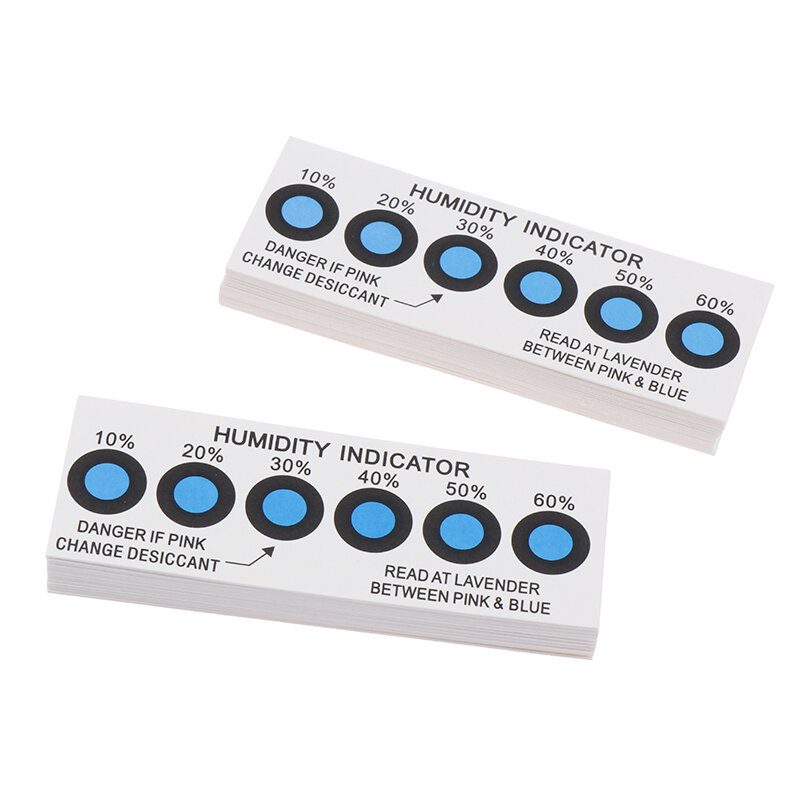テスト用湿度インジケーターカード、密閉型コンテナ、10%-60% テスト紙カード、青6点湿度カード、50個
