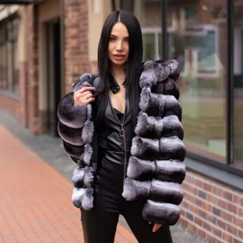 女性のためのレックスのウサギの毛皮のコート,ジャケット