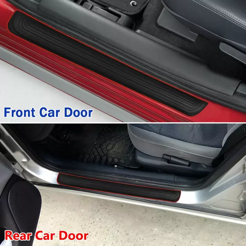 4ชิ้นยางธรณีประตูรถยนต์ครูดแผงประตูสีดำป้องกันขอบป้องกันรอยขีดข่วนชิ้นส่วนภายนอกประดับรถอุปกรณ์เสริม