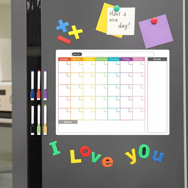 Прочный календарь на холодильник, магнитная доска для сообщений, Еженедельный планировщик, органайзер для домашней кухни со стираемой поверхностью для письма
