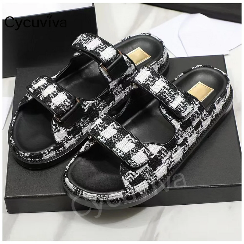 Women's Slippers Summer Cowhide Sandals Women Designer Flat Platform Shoes Casual Classic Comfortable and High Quality Slides