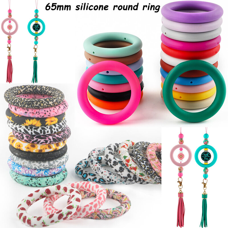 3 Stks/partij 65Mm Cirkel Siliconen Ring Ronde Bedrukte Ring Food Grade Voor Populaire Sieraden Hanger Maken