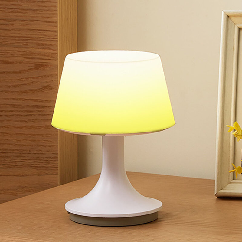 휴대용 무선 LED 야간 조명 노란색 흰색 따뜻한 원격 제어 10 레벨 디밍 타이밍 지연 테이블 램프 배터리 끄기