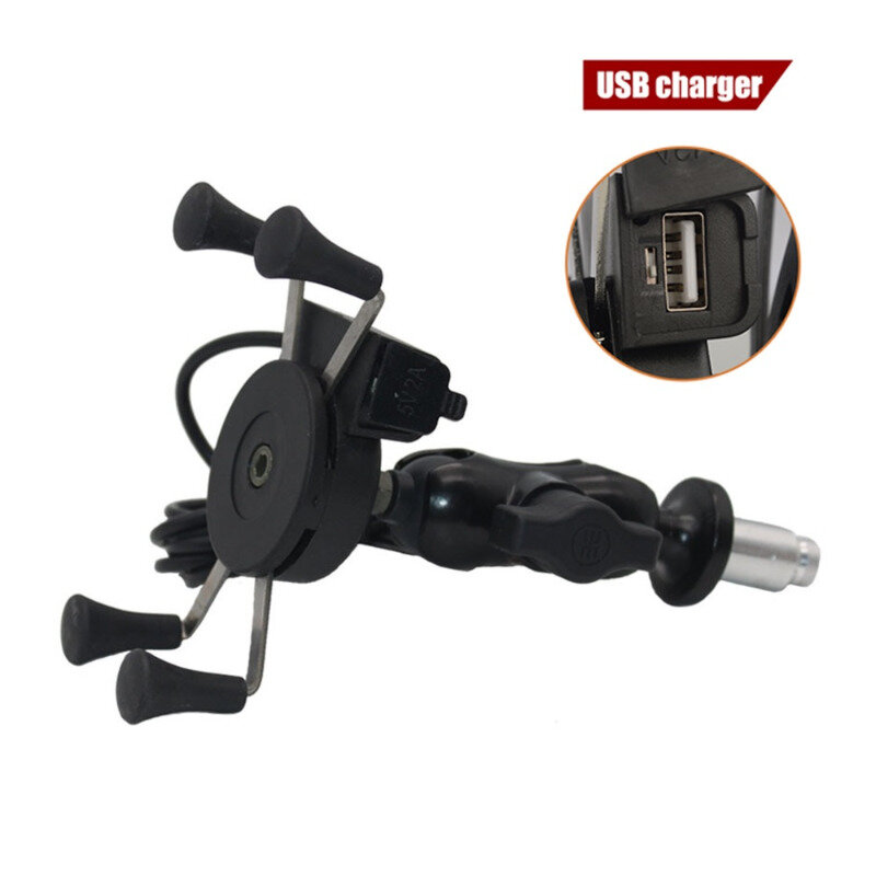 Motocicleta Phone Holder com carregador USB, Fork Stem Mount, Suporte de navegação GPS, Celular Stand para BMW F900XR Yamaha Tenere700