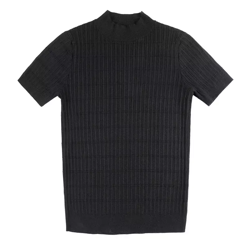2023 Spring Autumn New Short Sleeve Sweater Men Slim Fit Short Sleeve Knitted T-shirt Half Turtleneck Casual Solid Pullovers