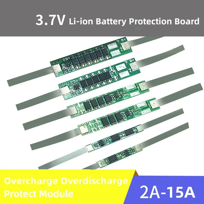Papan pelindung baterai Li-ion 1S 3.7V 3A 5A 15A BMS PCB modul pelindung kelebihan beban untuk sel baterai Lithium 18650