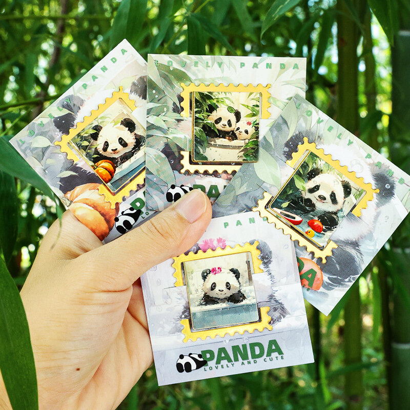 Cute Panda Bookmark Creative Stamp Metal Hollow Bookmark Stationery Chinese Style Souvenir Gift Box Travel Souvenir Gift 2024