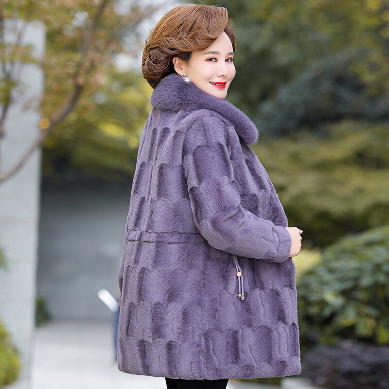 Abrigo de piel sintética para mujer, chaqueta de visón de imitación de longitud media, talla grande, holgada, suave y cómoda, otoño e invierno, novedad de 2023