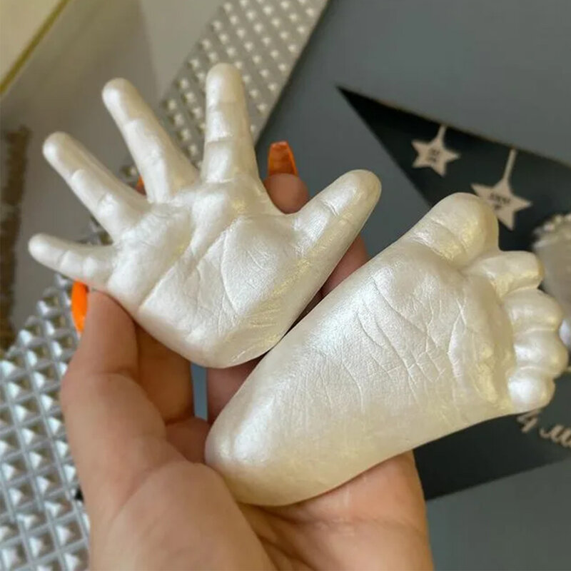 3D ręcznie odcisk stopy zestaw modeli DIY forma gipsowa dla pary dziecka ślub odciski stóp zestaw do odlewu dziecko rosnące pamiątka