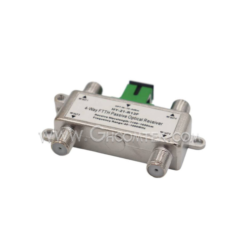 Passiver Catv 4-Wege-Optikempfänger Aluminium gehäuse ausgang 1260 ~ nm/nm digitale analoge Kabel fernsehgeräte