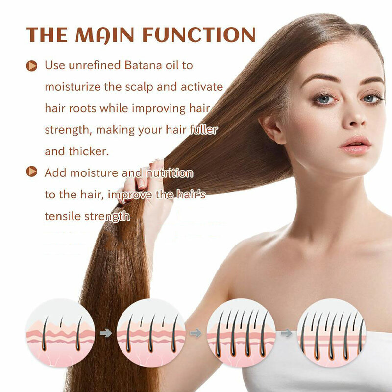 Minyak Batana organik untuk pertumbuhan rambut, minyak Batana murni dan alami 100% untuk mengobati rambut rontok anti-kerusakan rambut