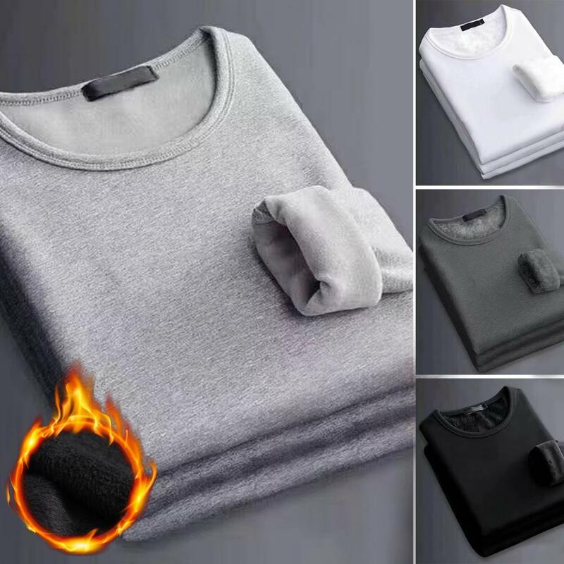 Sweatshirts Voor Heren Thermisch Ondergoed Ronde Hals Slim Fit Shirt Fluwelen Voering Thermisch Basic Top