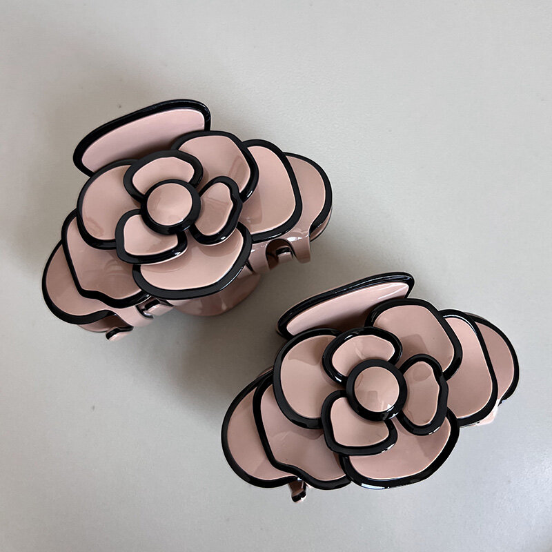 Jepit bunga asetat buatan tangan klip desain warna merah muda Aksesori mode cangkang kura-kura cakar rambut baret mewah
