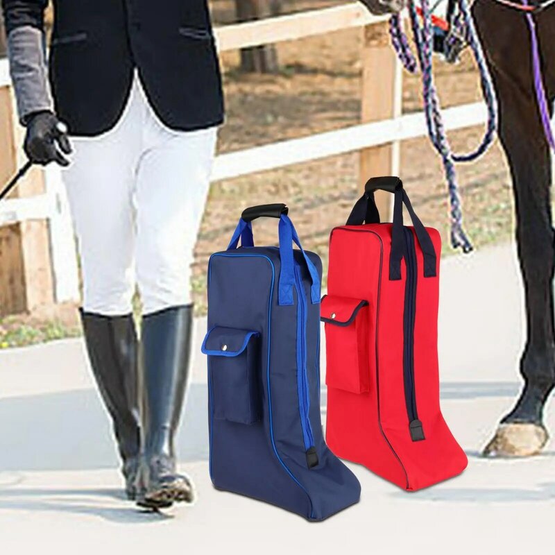 Horse Riding Long Boot Bag with Top Handle Waterproof for Skiing Hiking Side Pocket Versatile Equestrian Equipment Organizer