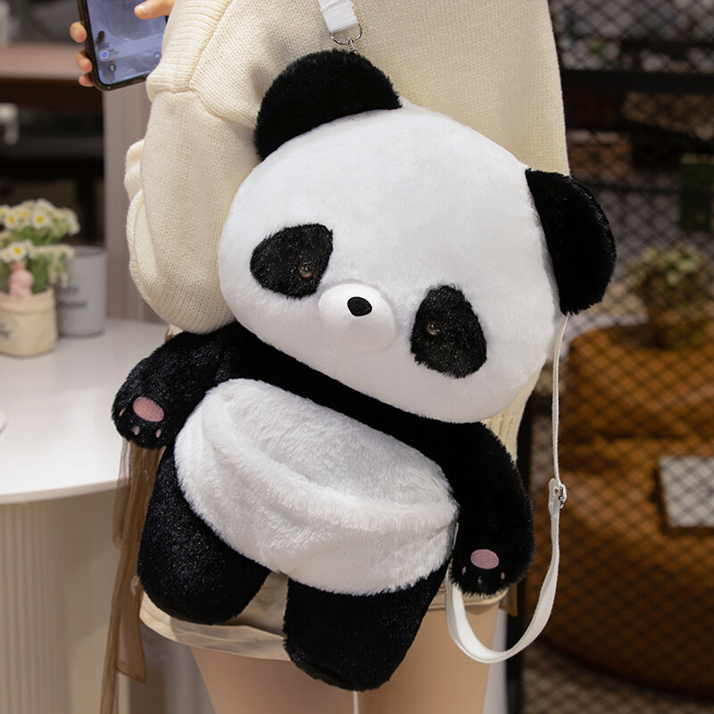 Highland Cow Panda Plush Bags, mochilas de dibujos animados de gato lindo, mochilas escolares mullidas para niños, bolsos de hombro de animales Kawaii, regalos para niños