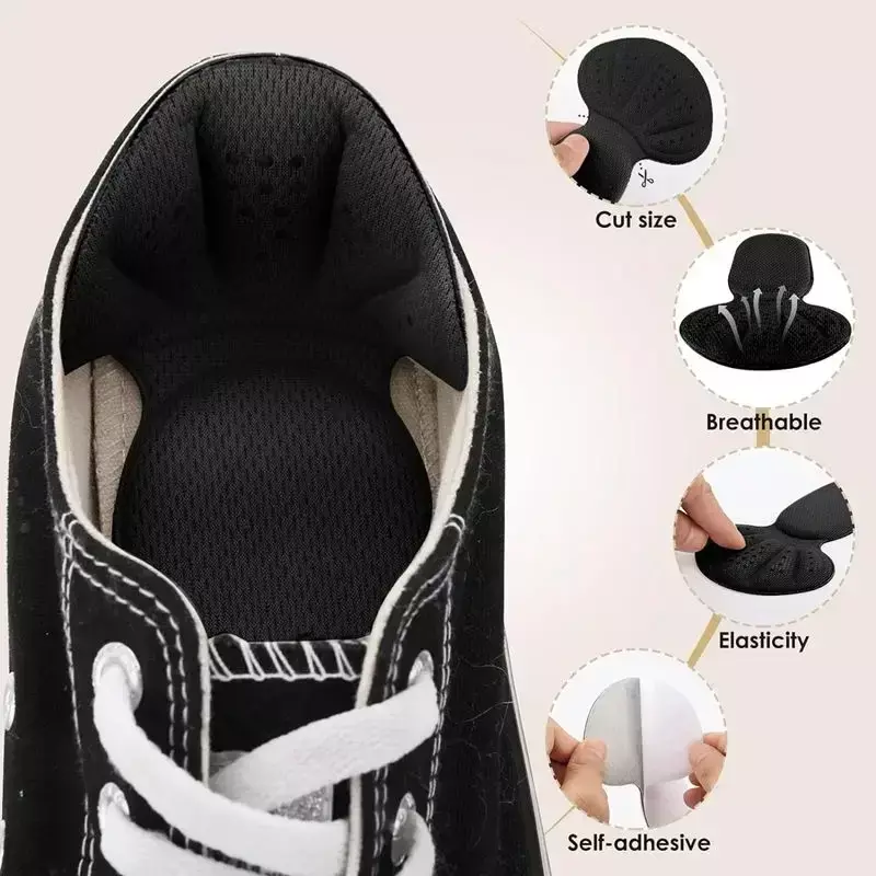 New 2 in 1 Sponge Heel Cushion Back of Inserts Heel Protectors Shoe Pads for Shoe Too Big Soft Mesh Heel Grips Shoes Insoles