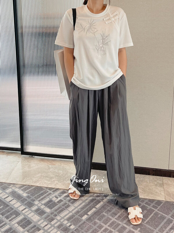 Длинные брюки Y2k, женская одежда, лето 2024, корейский модный стиль, новые элегантные винтажные брюки, Молодежные широкие брюки-карго с высокой талией