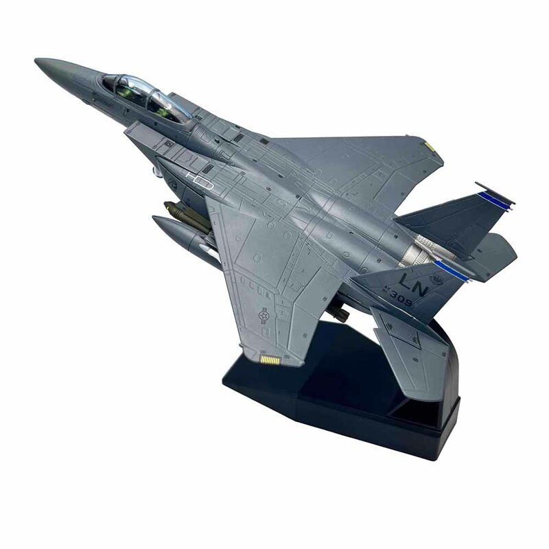 F-15E del Ejército de EE. UU. A escala 1/100, avión bombardero de combate Strike Eagle, ensamblado de Metal fundido a presión, modelo de avión, juguete para niños