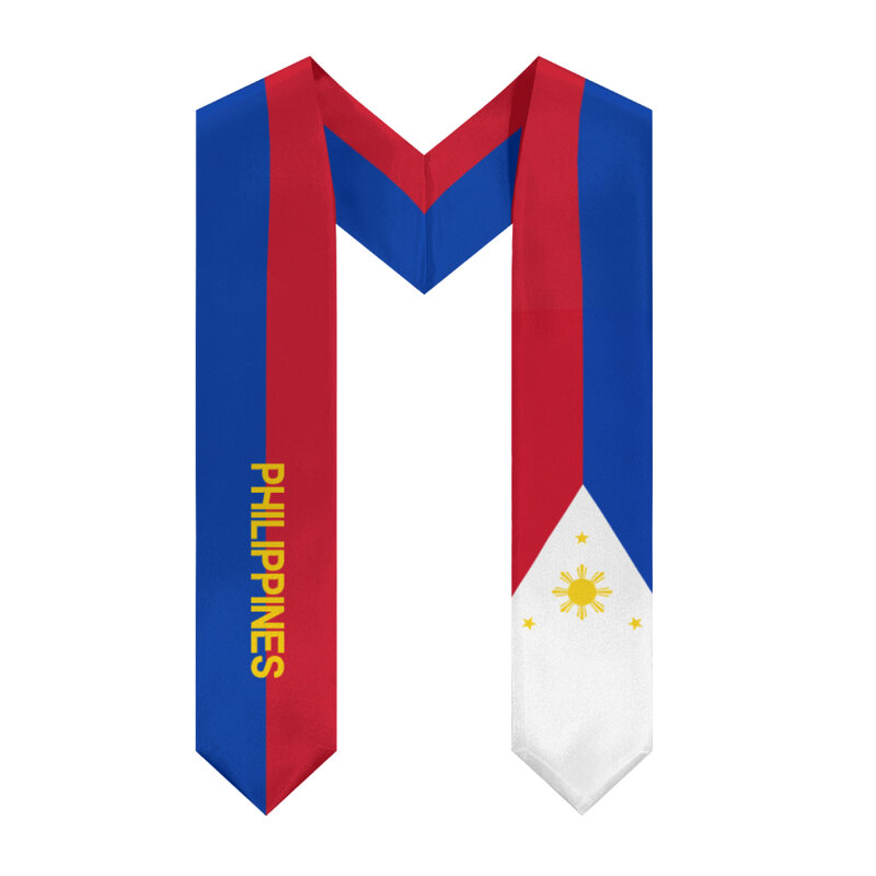 More design-chal de graduación, Bandera de Filipinas y bandera de Estados Unidos, estola, faja, Honor, estudiar a bordo, Estudiantes Internacionales