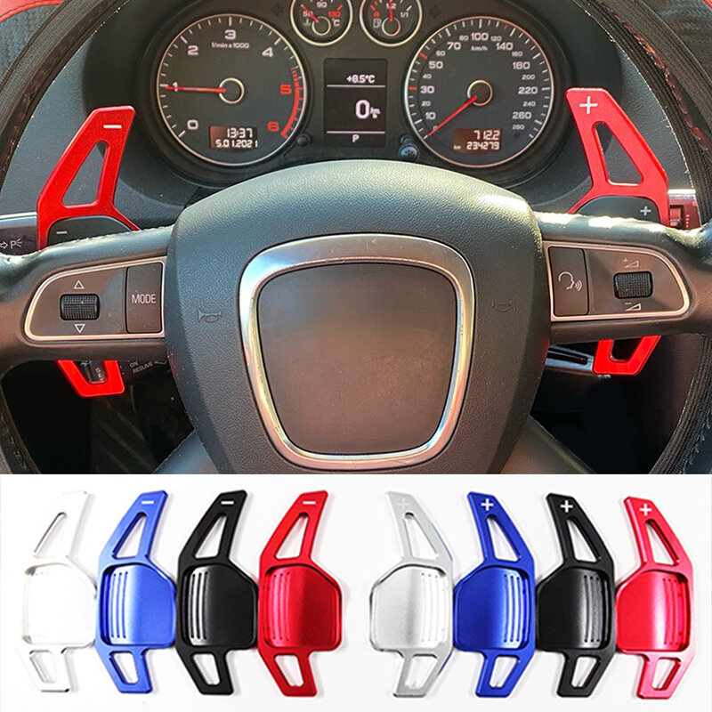 2Pcs Steering Wheel Paddles Extension Shifters For Audi A4 B8 A3 8P S3 A5 A6 S6 C6 Q5 A8 R8 TTS MK2 8J Avant DSG Car Styling
