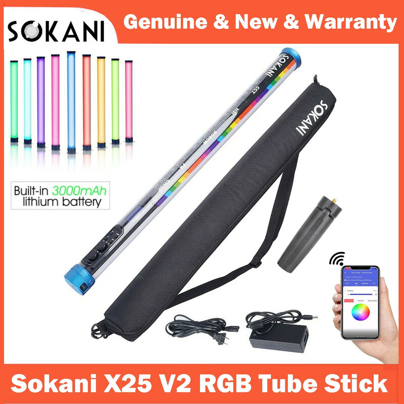 Sokani X25 RGB LED Video Light Handheld Tube Wand Stick CTT Photography Lighting 3000mAh APP per YouTube Tiktok