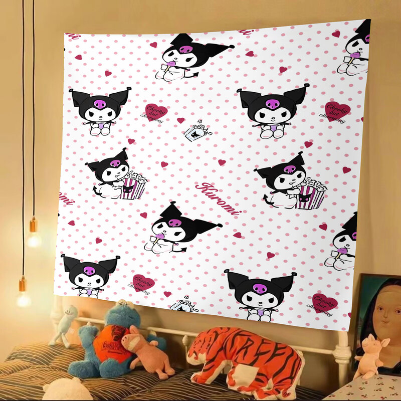 Kurome Sanrio Cartoon Tapestry Bedroom Living Room Decoration Canvas Various Patterns Wall Painting Decoration