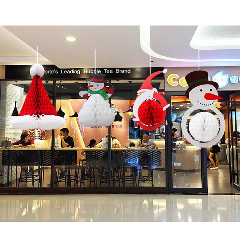 1 шт. сотовый шар, Рождественская шапка, подвеска, подвеска на рождественскую елку, детские рождественские украшения для новогодней сцены, рождественские украшения
