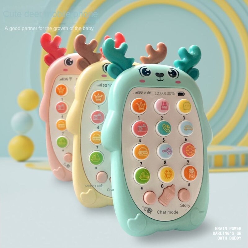 Juguete de voz electrónico para bebé, teléfono móvil de silicona, juguetes musicales, teléfono de simulación de música