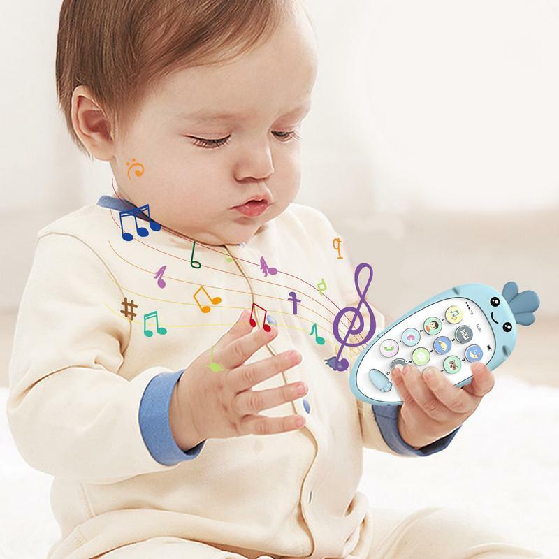 Massaggiagengive per bambini giocattoli da masticare giocattolo musicale per l'apprendimento del bambino giocattolo educativo per Smartphone giocattoli interattivi per la dentizione della carota bilingue