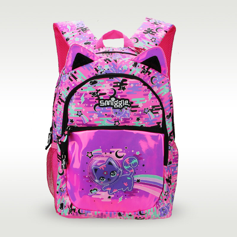 Smiggle mochila escolar original para niños, mochila de hombro para niñas, rosa roja, Gato espacial, Lindo bolso dulce, 16 pulgadas, superventas