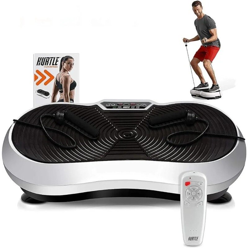 Hurtle Fitness Vibration Platform Workout Machine | Exercise Equipment for Home | Remote Control & Balance Straps Included