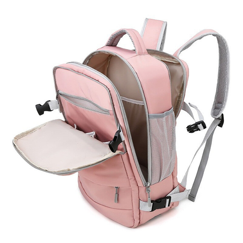 Mochila de viaje impermeable antirrobo para mujer, mochila informal elegante con correa de equipaje, puerto de carga USB, bolsas escolares para ordenador portátil
