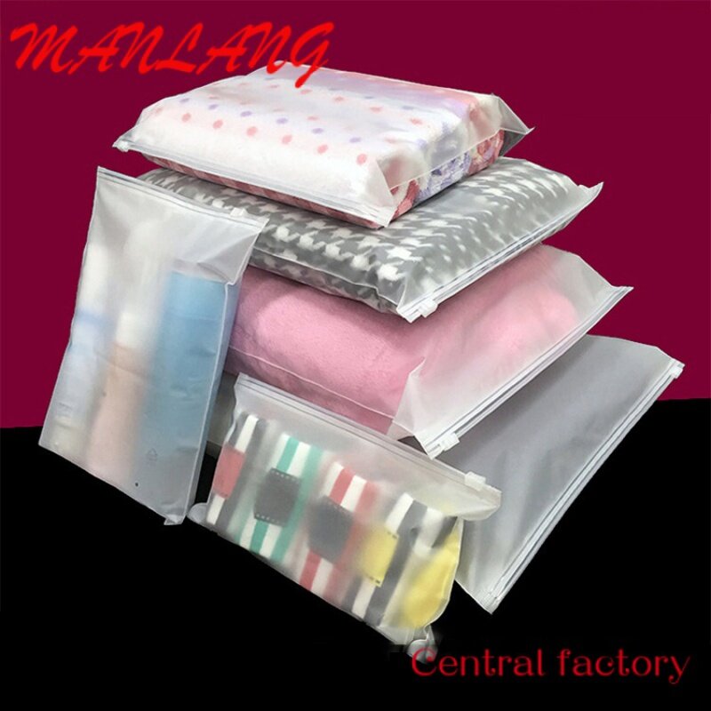 Custom  pe sock towel underwear packaging zip clothing bag cheap shipping frosted zipper bag storage plastic bags with logos