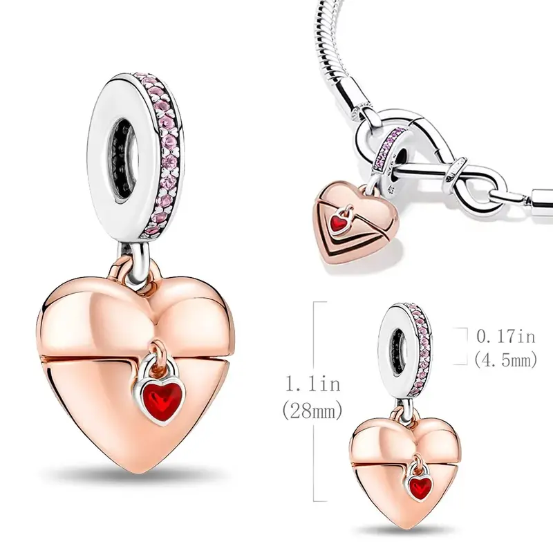 925 Sterling Silver Love Zircon Series Pendants Fit Pandora Women Charms Original Bracelets New in 2024 DIY Party Jewelry Gifts