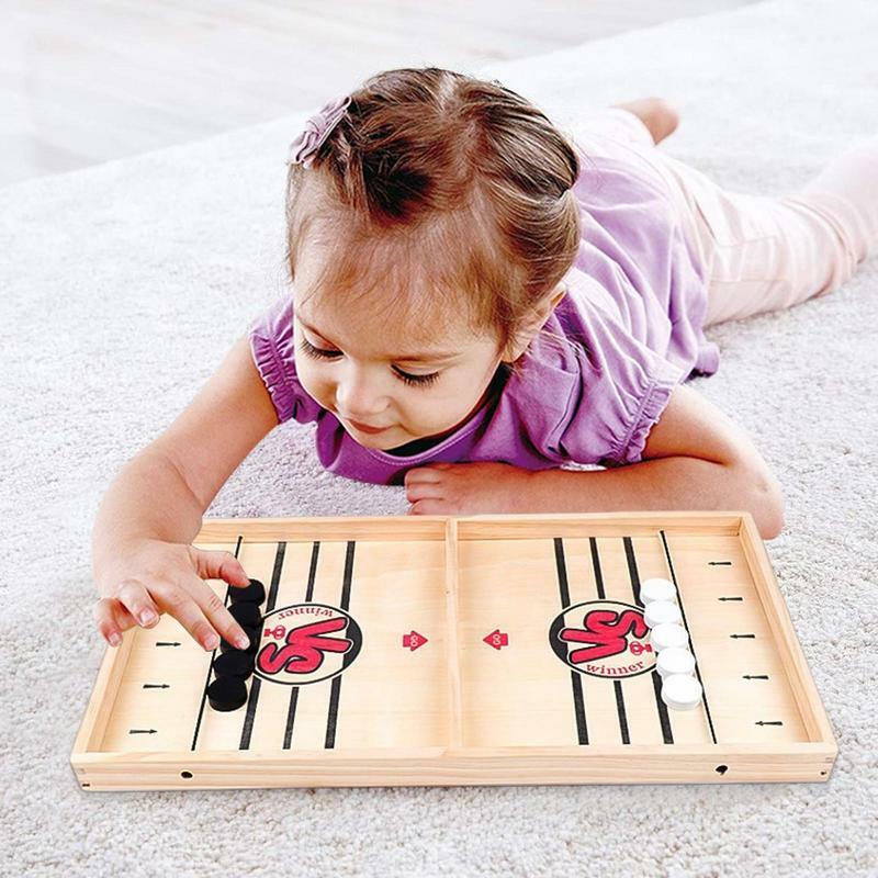Sling Puck Game Family Wooden Hockey Game Sling Puck Table Top Hockey Game Football Slingshot Game Family Board Game Football