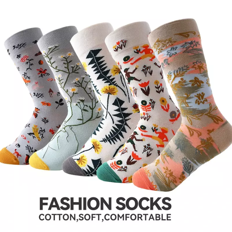 Combed cotton new lighthouse retro Japanese tide socks men and women embroidered mid-tube socks