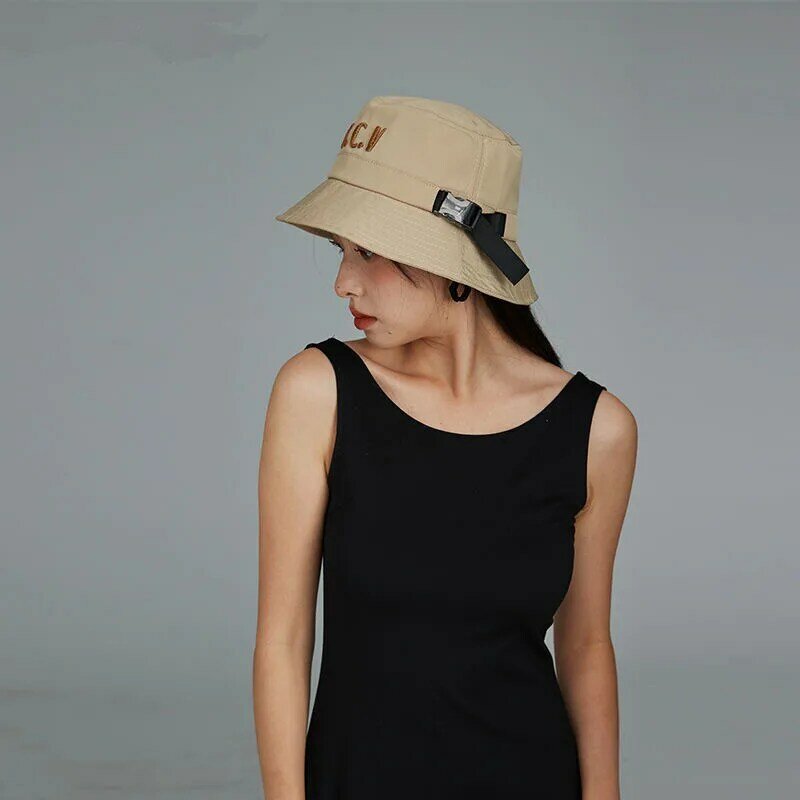 Unisex kapelusz typu Bucket lato haftowane litery moda odkryty rybak kapelusz słońce